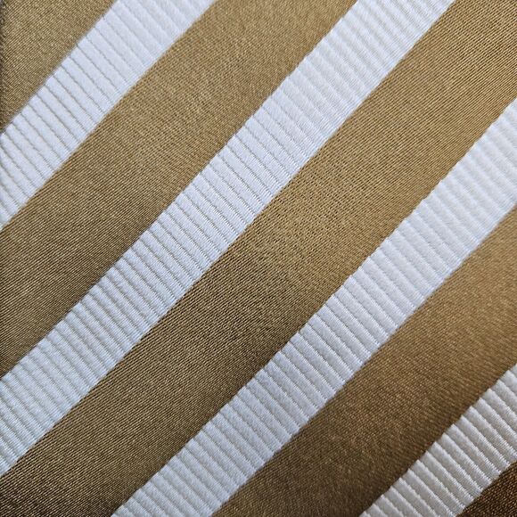 SARAR Necktie Gold & Beige Diagonal Stripes 100%‎ Silk 3.5"x60" Italian Styled - Picture 8 of 8